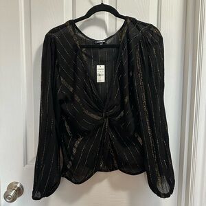 Elegant Sheer Black and Gold Women's Top